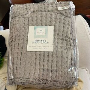 Haven gray waffle weave shower curtain